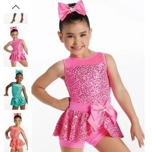 Weissman Stars Peplum Bow Biketard Dance Costume
